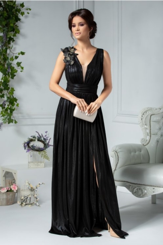 Rochie Ladonna Raysa lunga de seara negru metalizat