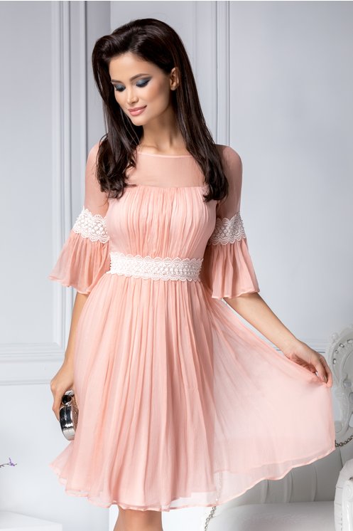 Rochie Leonard Collection rose din matase naturala