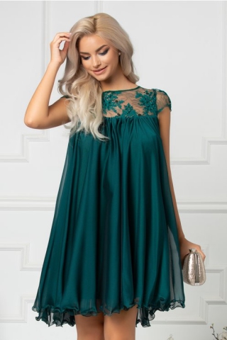Rochie Artista Dilara verde cu broderie