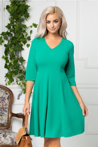 Rochie Camille office verde cu manecute