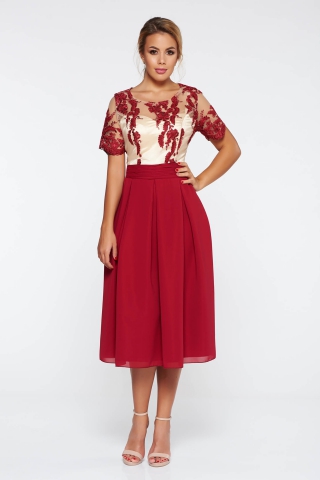 Rochie visinie midi de ocazie croi in clos din voal