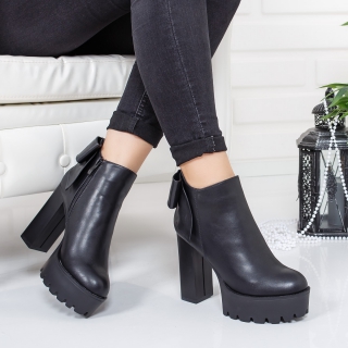Botine Aseen negre cu toc gros