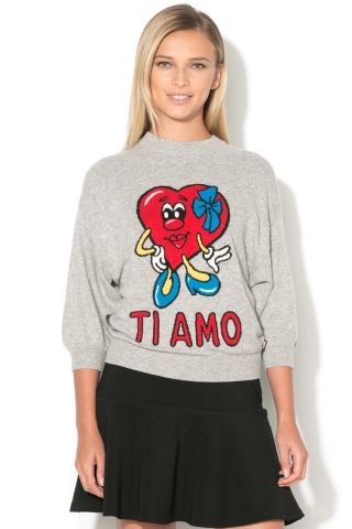 Love Moschino Pulover cu imprimeu frontal multicolor