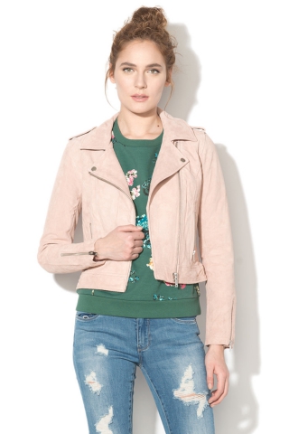 Only Jacheta biker din piele intoarsa cu slituri cu fermoar Grace