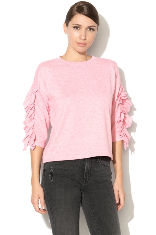 Only Pulover din tricot fin cu volane Ida