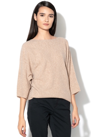 United Colors of Benetton Pulover din amestec de lana cu maneci liliac