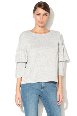Vero Moda Pulover tricotat fin cu volane Natural