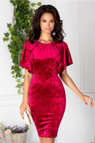Rochie Leonard Collection din catifea ciclam