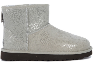 UGG Classic Mini Glitzy Ankle Boots In Reptile Effect Suede Leather