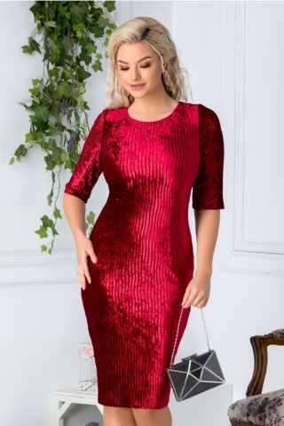 Rochie Caty Burgundy din catifea