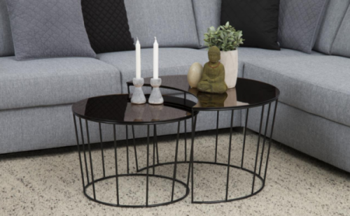 Set 2 mese din metal si sticla Sunmoon