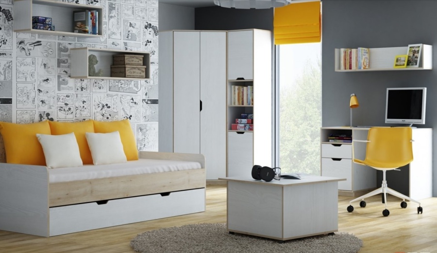 Set Mobila dormitor pentru copii 8 piese Happy