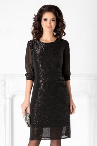 Rochie Mirela neagra cu paiete