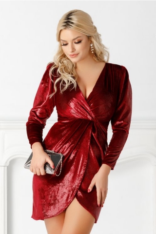 Rochie Moze petrecuta lucioasa bordo