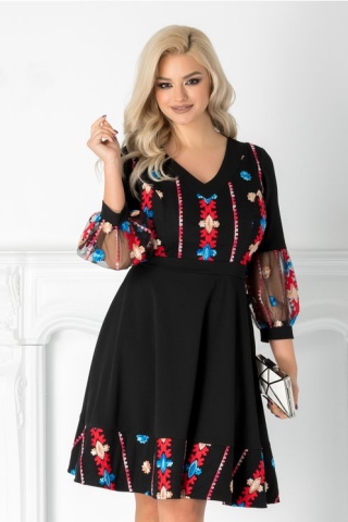Rochie Cher neagra cu broderie eleganta