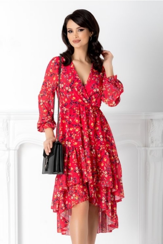 Rochie Marisa rosie cu imprimeu floral