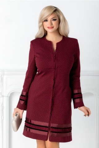 Trench LaDonna bordo cu buline albe