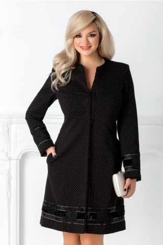 Trench LaDonna negru cu buline albe