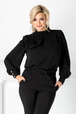 Bluza LaDonna neagra cu funda maxi la umar