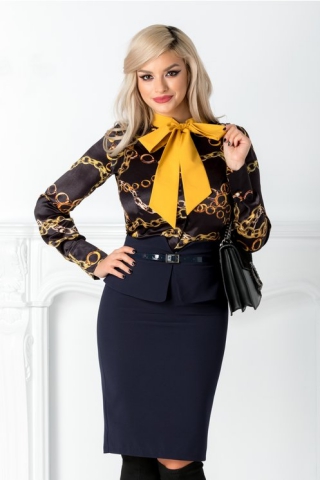 Camasa Lizzie neagra cu imprimeu galben