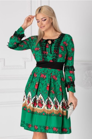 Rochie Moze Gipsy verde cu imprimeu floral