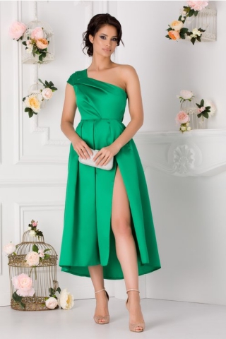 Rochie Moze cu un umar verde din tafta