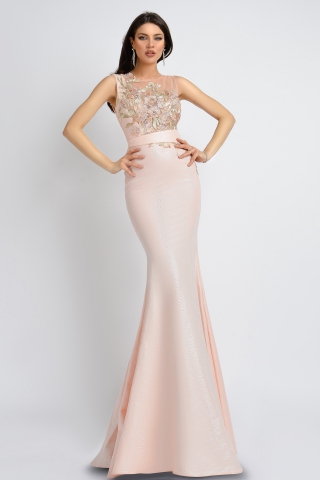 Rochie de lux cu broderie florala aplicata Atmosphere