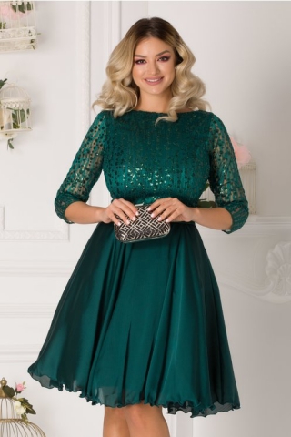 Rochie Andra verde cu paiete la bust
