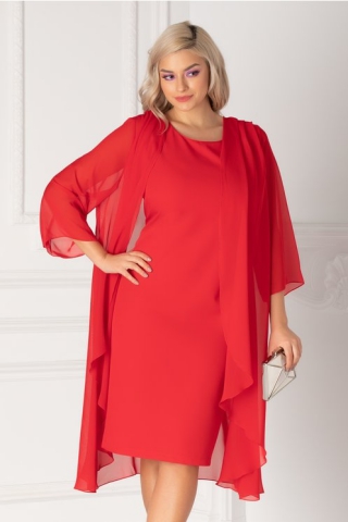 Rochie Isidor rosie cu capa detasabila