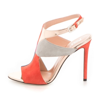 Pollini Sandale de piele intoarsa cu toc inalt