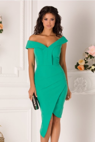 Rochie Sally verde cu design petrecut