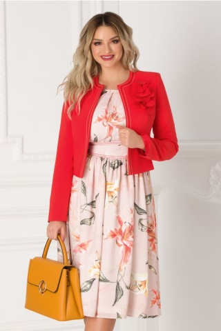 Compleu LaDonna cu sacou corai si rochie roz