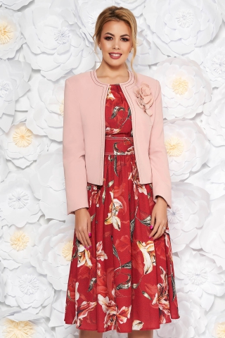 Compleu LaDonna visiniu elegant din 2 piese cu rochie cu imprimeu floral