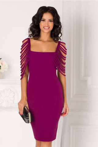 Rochie MBG Misty mov cu bretelute delicate