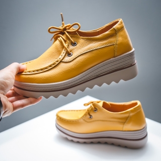 Pantofi dama casual Piele naturala galbeni Cartty
