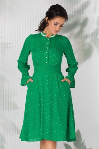Rochie Moze eleganta verde cu buline