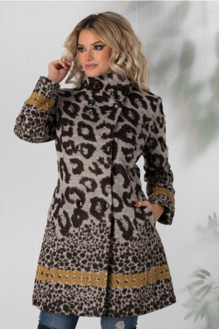 Jacheta Milly gri cu imprimeu leopard