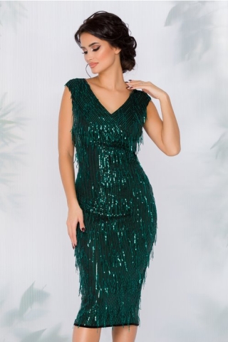 Rochie Briana neagra cu paiete verzi