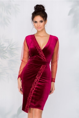 Rochie Jessica bordo cu sclipici