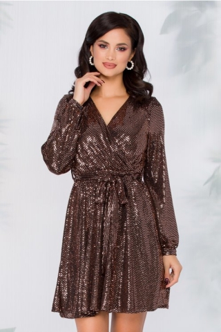 Rochie Sandra neagra cu paiete rose gold
