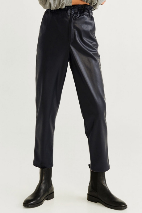 Mango Pantaloni de piele ecologica cu talie inalta Bread