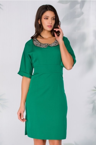 Rochie Denma verde cu accesoriu la gat