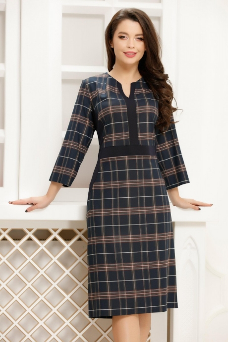 Rochie Heba Bleumarin Din Stofa Cu Imprimeu Geometric Bordo