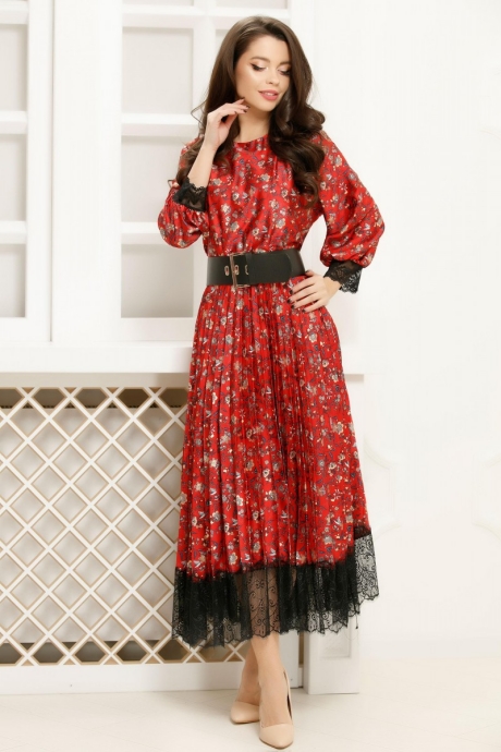 Rochie Vicky Rosie Cu Imprimeu Floral Si Bordura Din Dantela Neagra