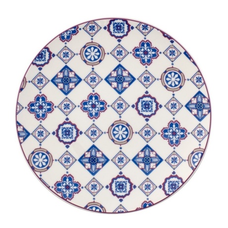 Farfurie salata INDIGO CARO, 21 cm,alb cu albastru