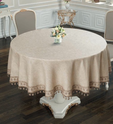 Fata de masa Natural Linen Elegante,rotunda