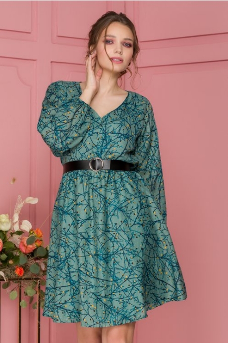 Rochie Kandy verde cu imprimeu floral