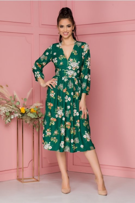 Rochie Moze clos verde cu imprimeu floral