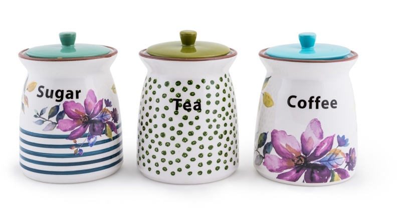 Set 3 recipiente CLEMATIS, 15,2 cm, ceramica