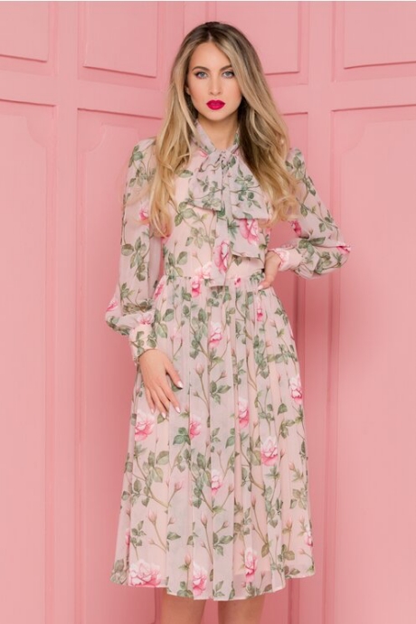 Rochie LaDonna rose cu imprimeuri florale